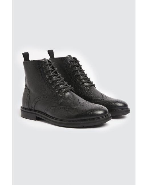 Moss Bros Black Brogue Boots for men