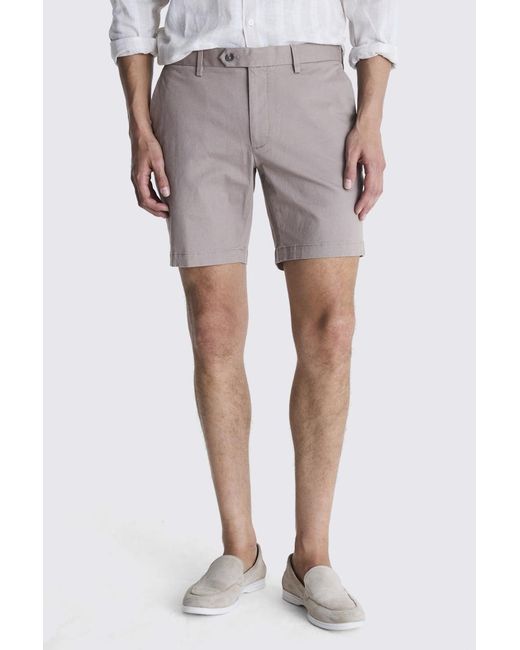 Moss Bros Gray Slim Fit Dark Taupe Chino Shorts for men