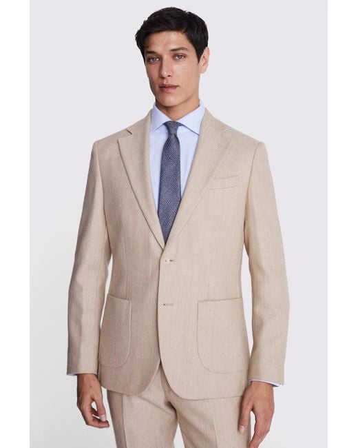 Moss Bros Natural Tailored Fit Camel Twill Suit Jacket for men