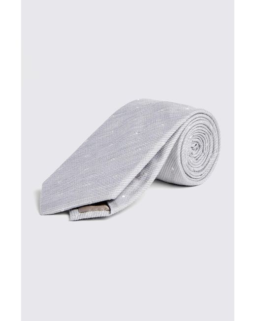 Moss Bros Gray Silk Blend Textured Spot Tie for men