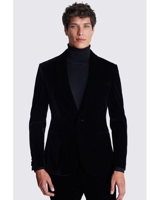 Moss Slim Fit Velvet Suit Jacket in Black for Men Lyst UK