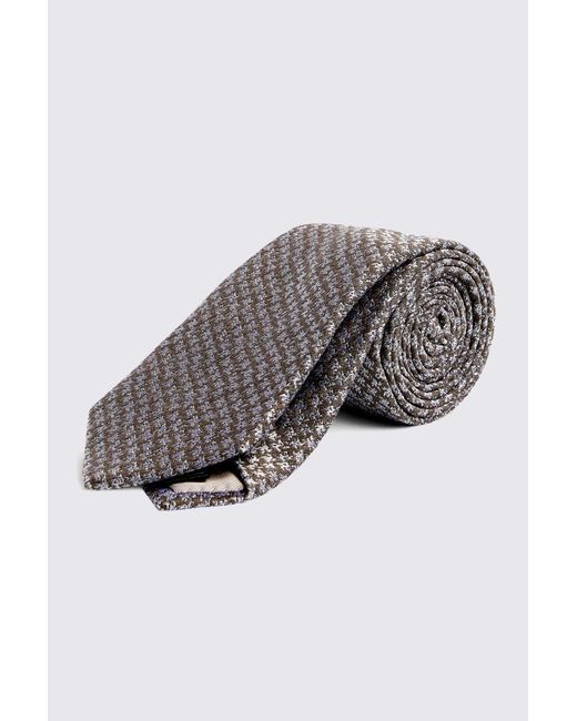 Moss Bros Gray Taupe Puppytooth Silk Blend Tie for men