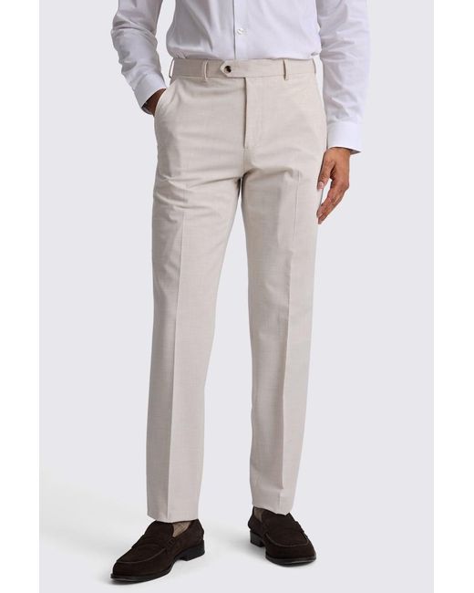 Moss Bros White Tailored Light Neutral Trousers for men