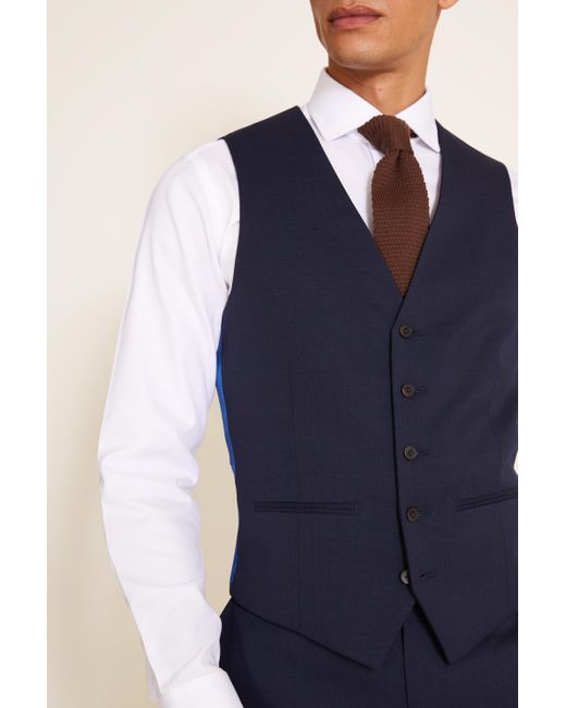 Ted Baker Blue Tailored Fit Navy Pindot Eco Waistcoat for men