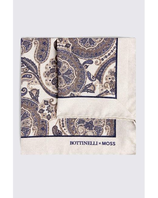 Tessitura bottinelli Gray Bottinelli Neutral Silk Paisley Pocket Square for men