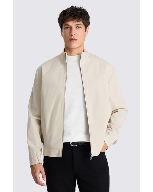 Moss Bros Natural Light Taupe Cotton Harrington Jacket for men