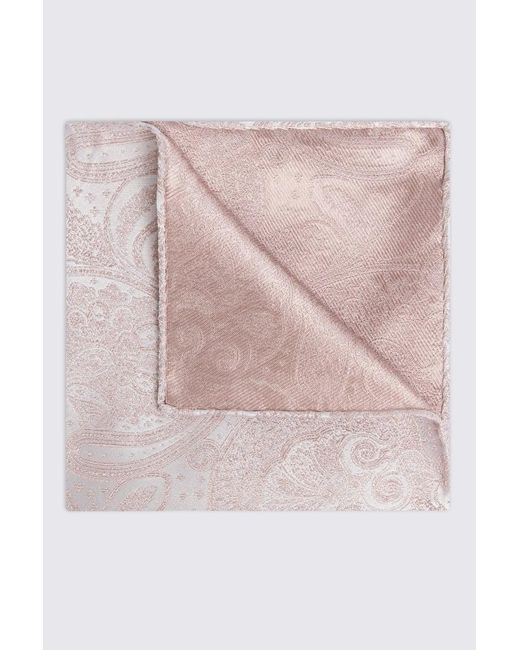 Moss Bros Pink Dusty Wedding Paisley Pocket Square for men