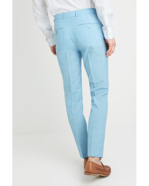 Wool Slim Fit Light Blue Trousers 