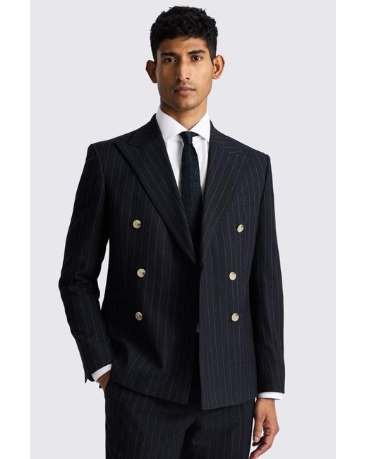 Moss Bros Black Slim Fit Stripe Suit Jacket for men