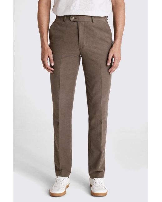 Moss Bros Gray Taupe Moleskin Trousers for men