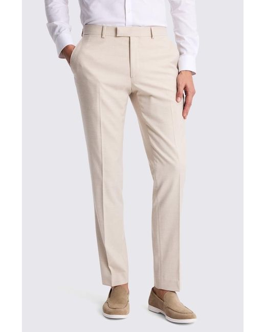Moss Bros White Slim Fit Light Camel Trousers for men