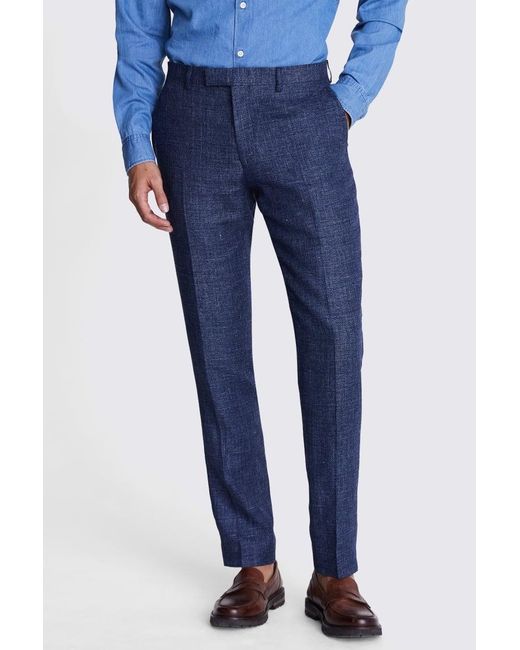 Reda Blue Italian Slim Fit Texture Trousers for men