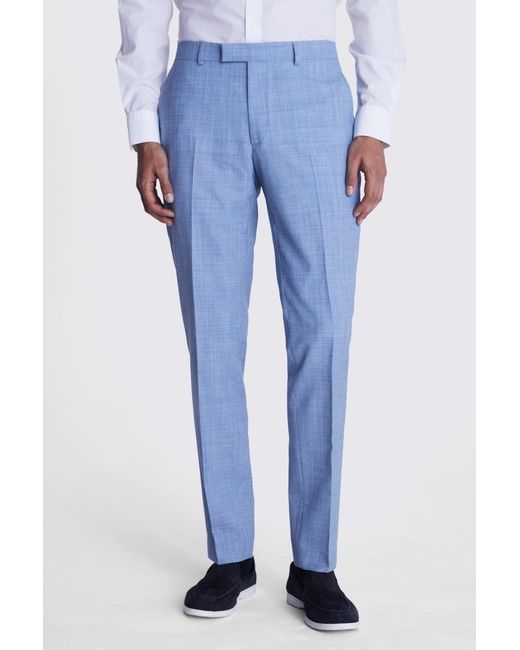 Moss Bros Blue Slim Fit Sky Marl Trouser for men