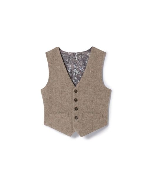 Moss Bros Natural Boy Stone Donegal Waistcoat for men