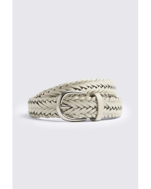 Moss Bros Metallic Off- Leather Woven Belt for men