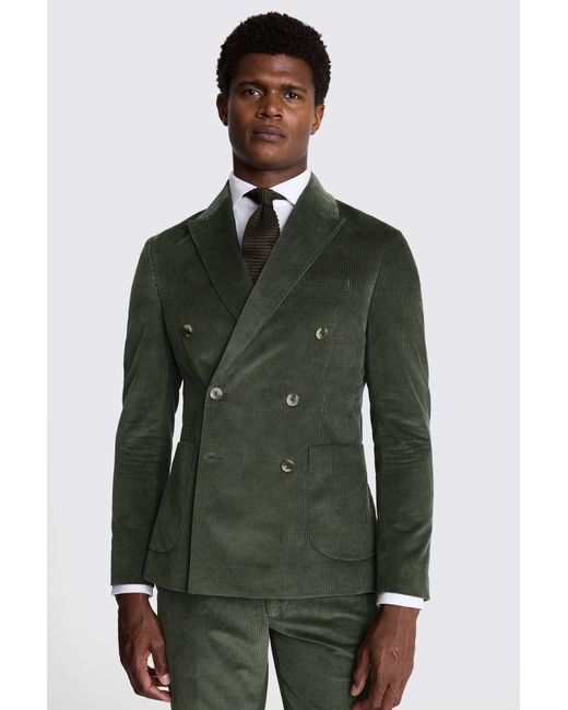 Moss Bros Green Slim Fit Corduroy Suit Jacket for men