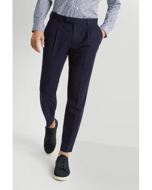 navy skinny fit trousers