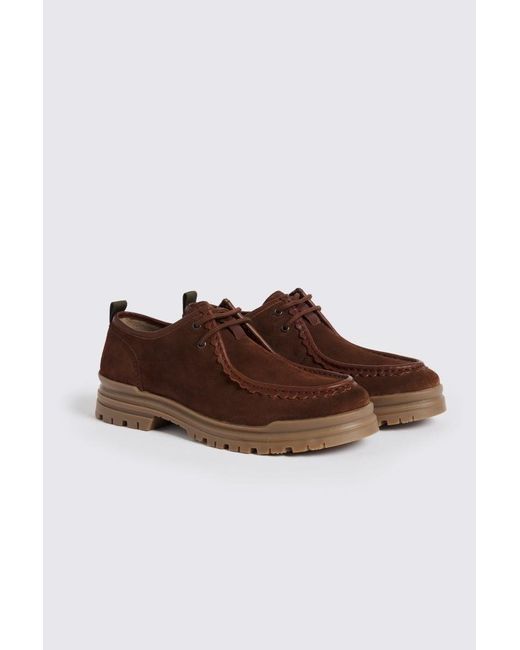 Moss Bros Brown Hackney Copper Moc Toe Shoes for men