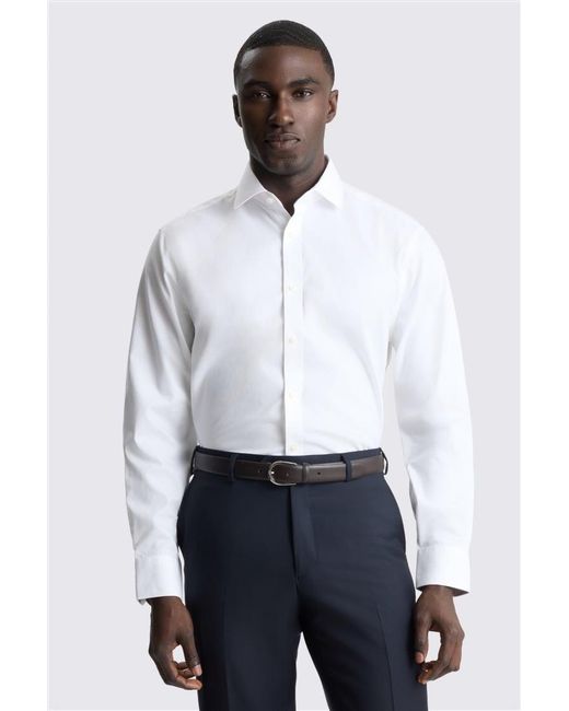 Moss Bros Blue Regular Fit Stretch Shirt for men