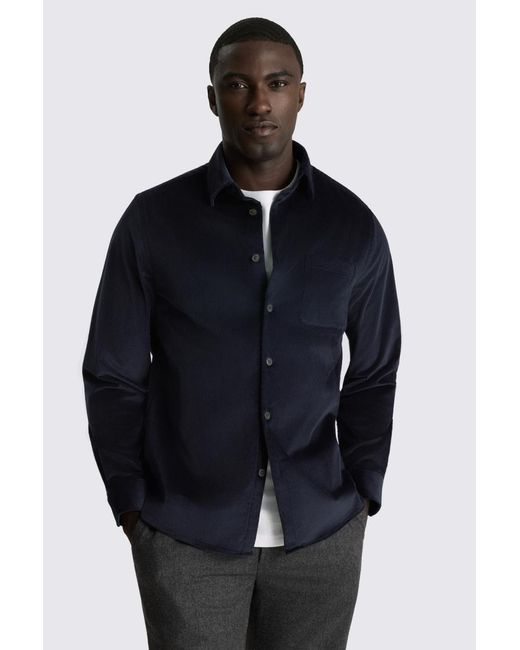 Moss Bros Blue Dark Corduroy Overshirt for men
