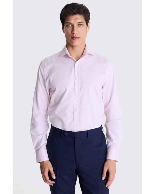 Moss Bros White Tailored Fit Dobby Shirt for men