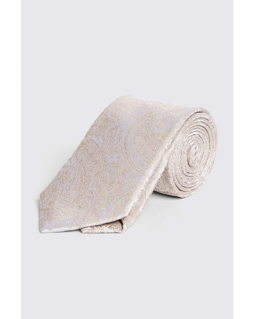 Moss Bros Natural Champagne Wedding Paisley Tie for men