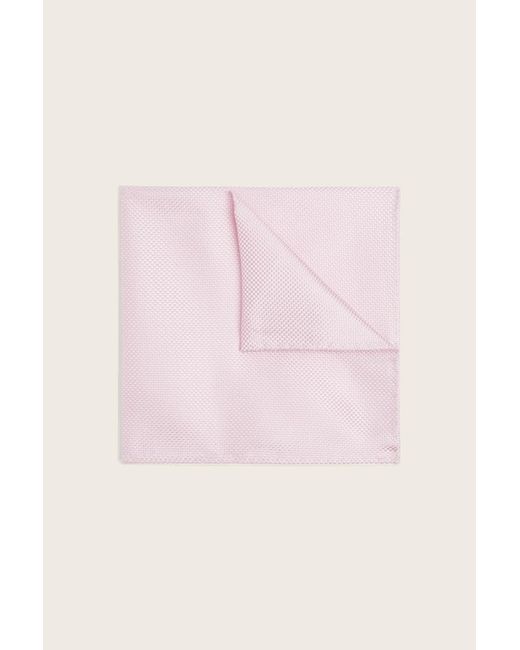 Moss Bros Pink Plain Natte Silk Pocket Square for men