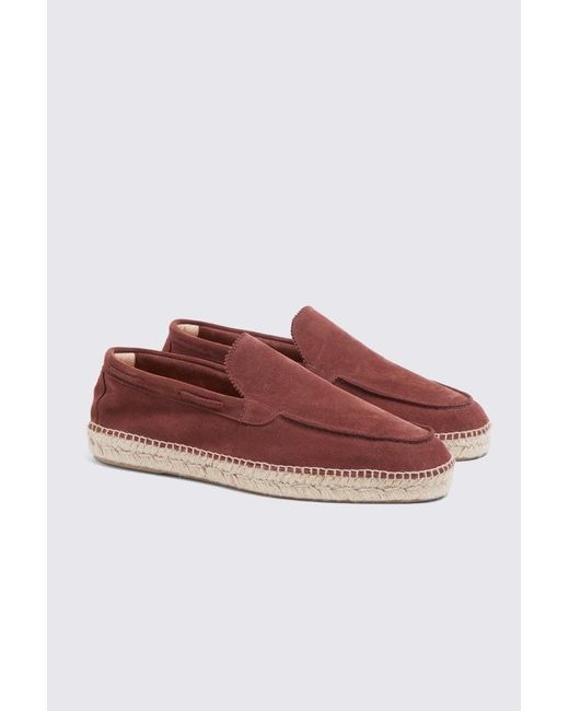Moss Bros Red Rust Suede Espadrille for men