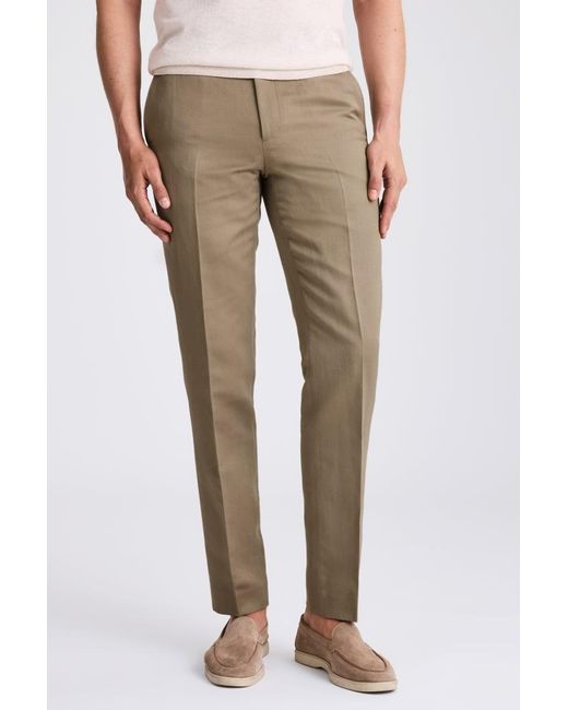 Moss Bros Natural Tailored Sage Trousers for men