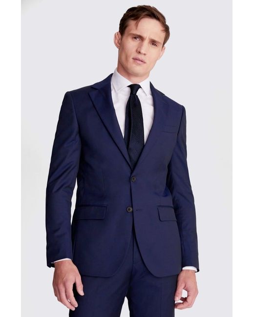 Moss Bros Blue Tailored Fit Ink Stretch Suit Jacket for men