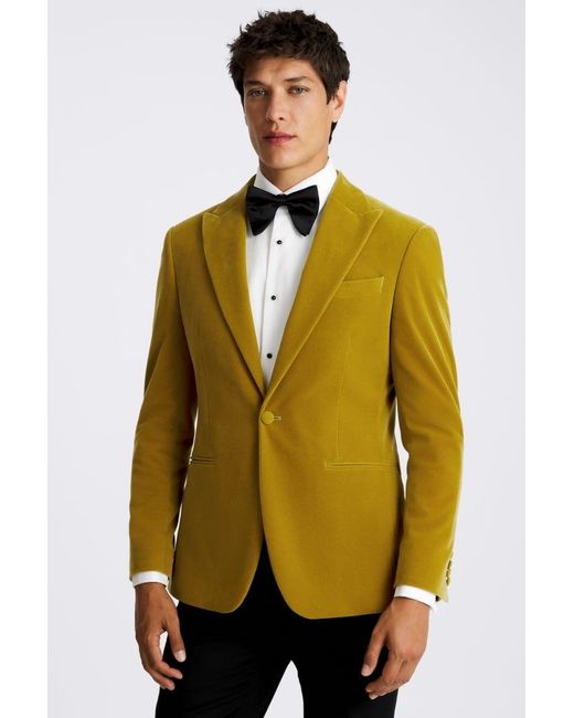 Moss Bros Green Slim Fit Light Velvet Jacket for men