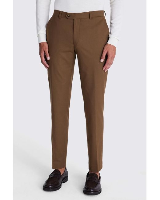 Moss Slim Fit Copper Flannel Trousers in Brown for Men Lyst UK
