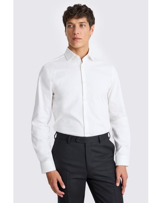 slim fit white marcella dress shirt White Marcella Poplin Cotton Bib Front Dress Shirt Favourbrook