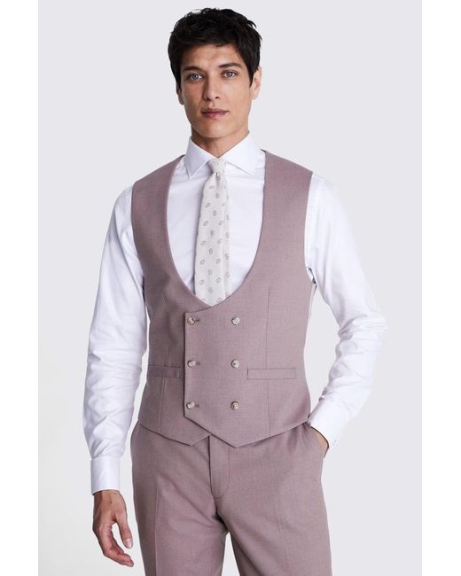 Moss Bros Purple Slim Fit Dusty Flannel Waistcoat for men