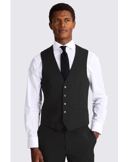 Moss Bros Black Slim Fit Stretch Waistcoat for men