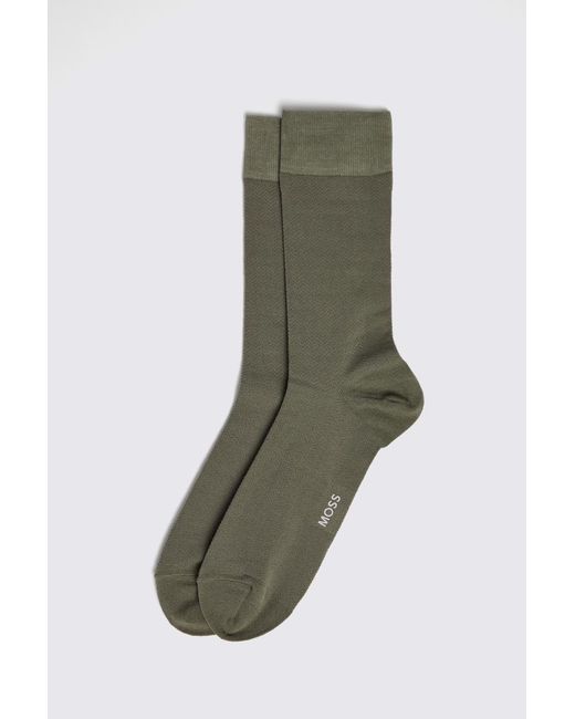 Moss Bros Green Sage Herringbone Socks for men