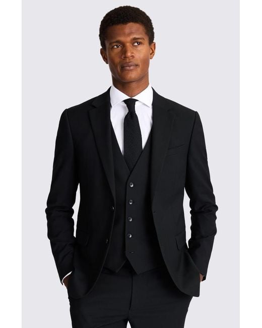 Moss Bros Black Slim Fit Stretch Suit Jacket for men