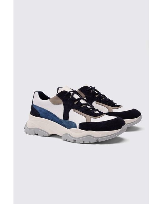 Moss Bros Blue Milan And Chunky Trainers for men