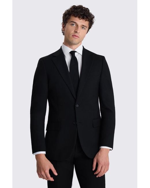 Moss Bros Black Tailored Fit Stretch Suit Jacket for men