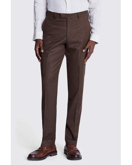 Moss Bros Brown Tailored Fit Copper Flannel Trousers for men