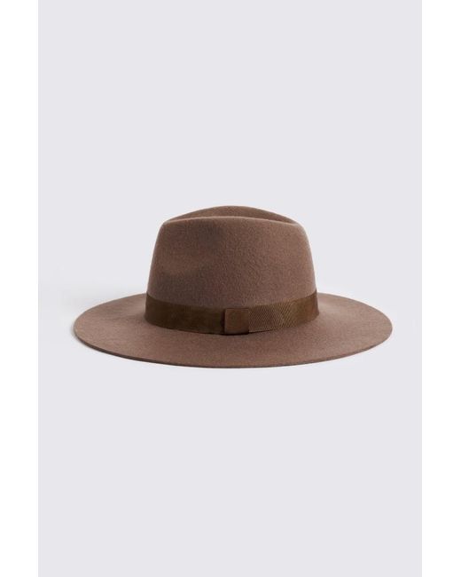 Moss Bros Brown Camel Fedora Hat for men