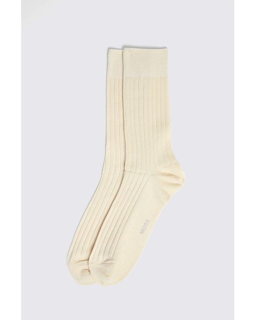 Moss Bros White Off- Fine Ribbed Socks for men