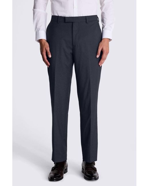 Moss Bros Blue Regular Fit Ink Stretch Trousers for men