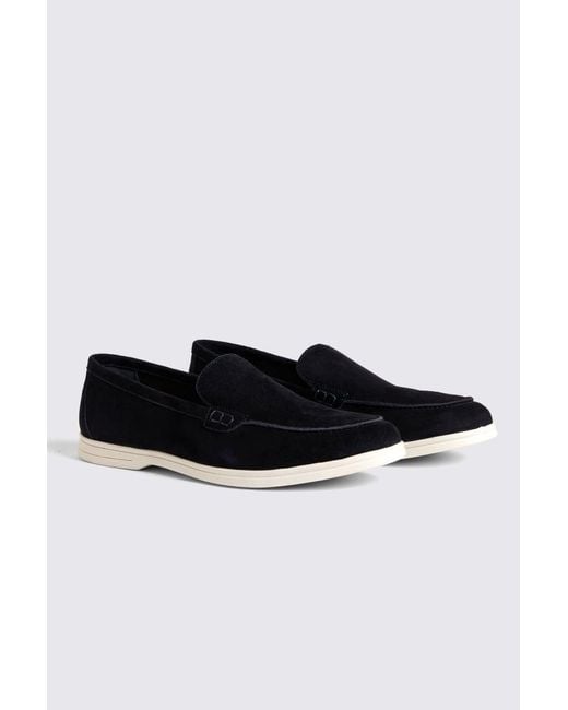 Moss Bros Black Lewisham Suede Casual Loafers for men