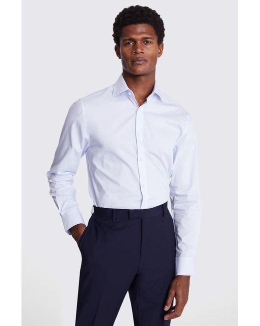 Moss Bros White Tailored Fit Light Stretch Shirt for men
