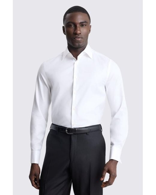 Moss Bros White Premium Tailored Fit Twill Shirt for men