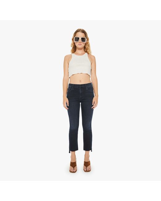 Mother Blue Petites The Lil' Insider Crop Step Fray Night In Venice Jeans