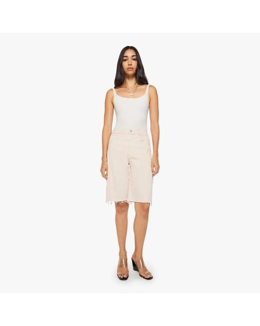 Mother White The Half-Pipe Bermuda Fray Puree Jeans