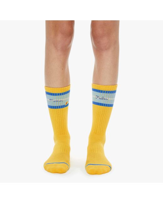 Mother Yellow The Half-Calf Mf Flowers Socks
