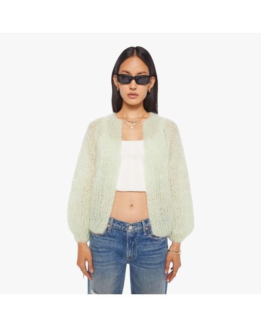 Maiami White Mohair Puffy Sleeve Small Cardigan Water Shirt